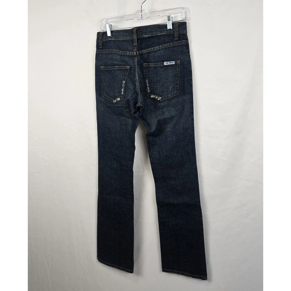 Detroit Denim Button Fly Jeans Men's 28 x 31 Blue Dark Wash Distressed EUC